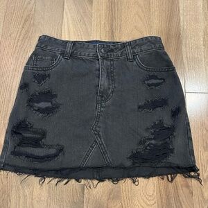 Black Ripped Denim High-Rise Skirt Size 1